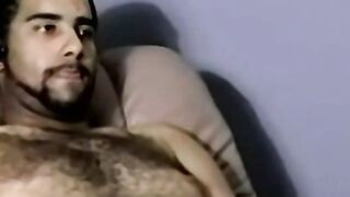Hairy young amateur masturbates and cums solo on camera