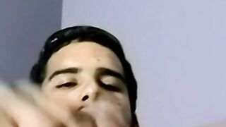 Hairy young amateur masturbates and cums solo on camera