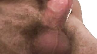 Bearded mature guy anal drilled with big dildo while moaning