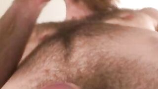 Bearded mature guy anal drilled with big dildo while moaning