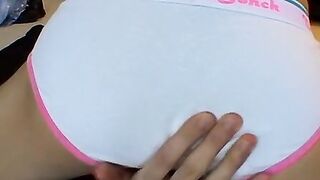 Skinny young amateur Ryan Connors cums on his underwear