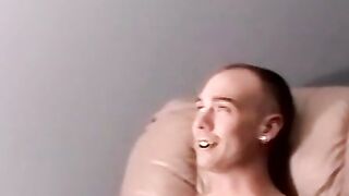 Young amateur jerks off his hairy cock and cums on camera