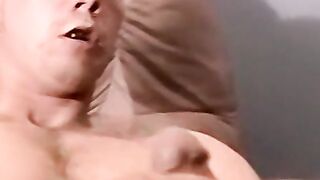 Young amateur jerks off his hairy cock and cums on camera