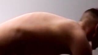 Young amateur jerks off his hairy cock and cums on camera