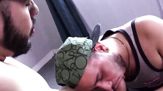Latino cock sucker Italo gags and slobbers my cock until cum is served