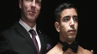 Hot twink Milo Miles spreads legs in a bareback ass fucking session with hairy stud D