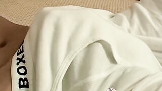 European Veso puts on an amazing foot show before masturbating his uncut cock