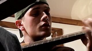 Skinny gorgeous young gay Bryce Corbin masturbates solo in front of the camera