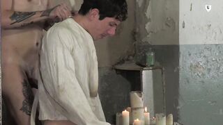 Giving sub Luca Zavat a sexy handjob until he releases his creamy cum