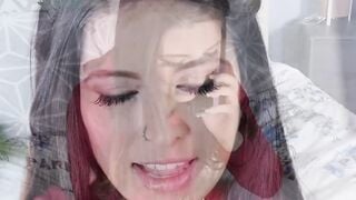 Tiny teen receives cum in mouth after riding huge dick