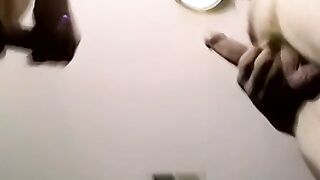 Black amateur facialized after wet cocksucking threesome
