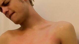 Hung twink Jason Valencia fucks pocket pussy in the shower