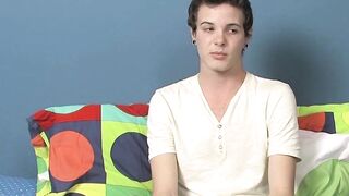 Interviewed twink Timo Garrett wanking off before cumshot