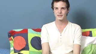 Interviewed twink Timo Garrett wanking off before cumshot
