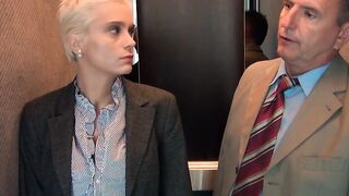 three hole sex into the elevator with secretary Mila Milan