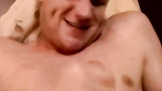 Blond amateur eagerly jacks off his solid cock and cums