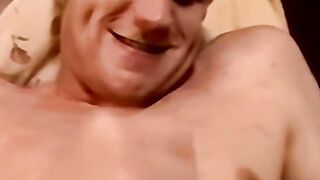 Blond amateur eagerly jacks off his solid cock and cums