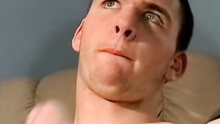 Handsome big dicked amateur cums while masturbating on cam