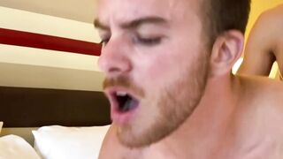Inked FTM Luke Hudson moans and deepthroats rock hard cock