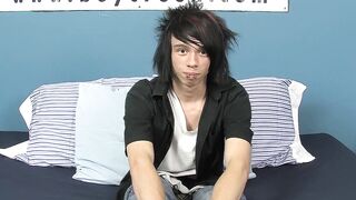 Pierced horny twink Nicky wanking and dick pumping for cum
