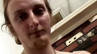 Long hair dude Billy Jerks his hard cock in front of camera