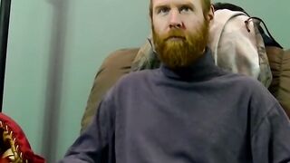 Ginger amateur with huge beard sucked dry by mature homo