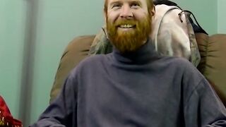 Ginger amateur with huge beard sucked dry by mature homo