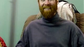 Ginger amateur with huge beard sucked dry by mature homo