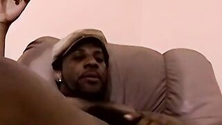 Black amateur masturbates and receives blowjob from old gay
