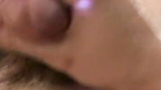 Skinny amateur with big hairy cock jerks off solo and cums
