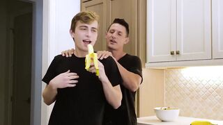 Musclular stepdad throat fucks and ass ravaged cute twink