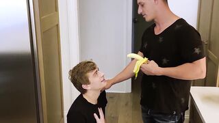 Musclular stepdad throat fucks and ass ravaged cute twink