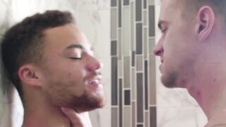 Jock seduces his partner to drill his tight asshole and bare