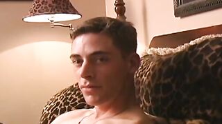 Athletic military rookie jerks off his hairy cock solo