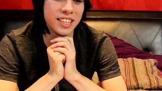 Young man tugs on his cock vigorously after kinky interview