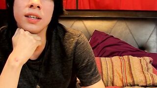 Young man tugs on his cock vigorously after kinky interview