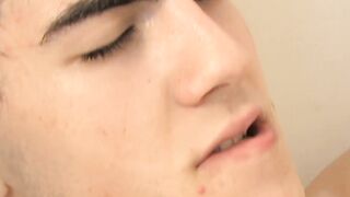 Cute twink Rad showers and stuffs dildo in tight ass solo