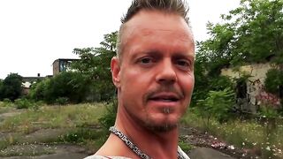 Blonde has a sex date outdoor with a willing bro