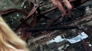 Blonde has a sex date outdoor with a willing bro