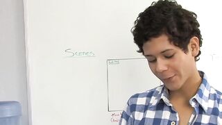 Skinny twink Felix ass filled with big cock in classroom