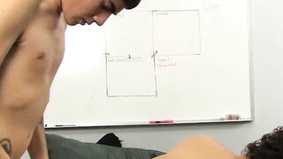 Skinny twink Felix ass filled with big cock in classroom