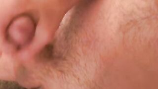 Horny senior moans while stroking his hard cock in hot solo