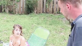 Cute and skinny teen gets fucked outdoor