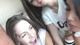 TeenBesties.com - Adorable teens pillow fight interrupted by a nice big cock