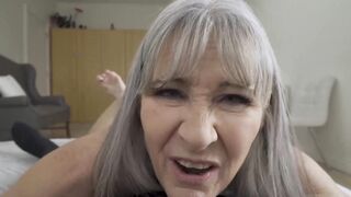 Loving grandma Leilani Leit takes good care of her step grandson by sucking his cock