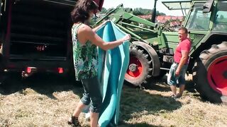 Farmer seduced by petite mom for public sex