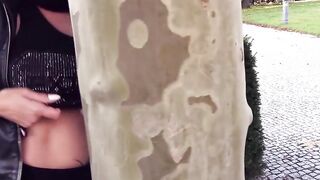 Outdoors nailed with filthy big tit MILF