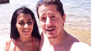 2 Latinas into a 3 way on the Rosa Rozita beach