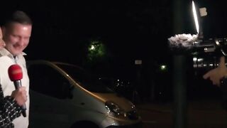 Vehicle sex for 3 at the German street casting