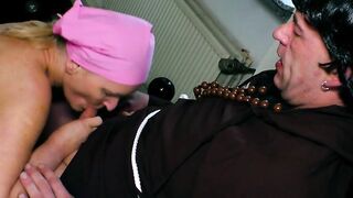 Monk seduces the Russian cleaning lady for sex